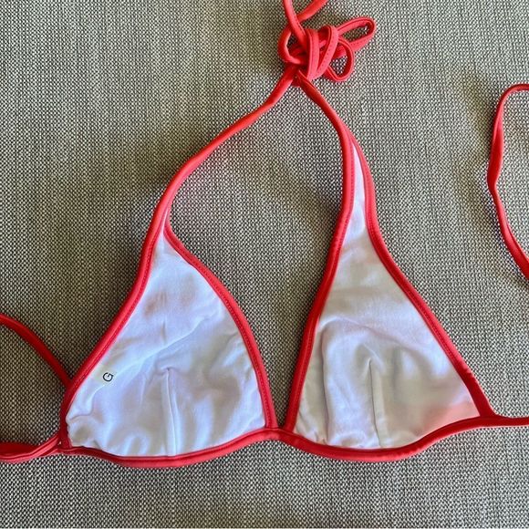 NWT! PINK striped triangle bikini top with bottoms Agua Doce Size L - Picture 5 of 6